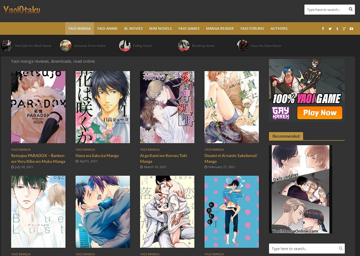 Yaoi Games Anime Porn - Yaoi Otaku: Free manga and anime gay porn